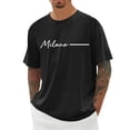 thumbnail image 2 of Milano Letter Graphic Tees for Men Summer Short Sleeve Crewneck Casual Italia Milan Travel T Shirts Streetwear, 2 of 5