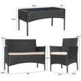 thumbnail image 4 of Devoko 4 Pieces Outdoor Patio Conversation Set PE Rattan Wicker Furniture Set, Black/Beige, 4 of 7