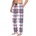 thumbnail image 2 of Pink Checkered Grid Pattern Men's Pajama Pants Cotton Long Sleepwear Lounge Pants L, 2 of 7