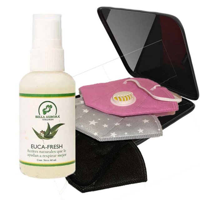 Kit Cubrebocas y Spray Purificador ambiental de eucalipto EUCAFRESH Kit cubrebocas y Spray Purificador ambiental de eucalipto