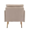 thumbnail image 5 of Accent Chair with Gold Metal Legs, Mid-Century Modern Tufted Velvet Accent Chair, Upholstered Comfy Arm Chair with Removable Seat Cushion, for Living Room, Bedroom, Beige, 5 of 7
