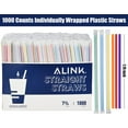 thumbnail image 2 of 1000 Count Assorted Colored Plastic Disposable Drinking Straws, Individually Wrapped Straight Party Straws - 7.75" x 0.23", 2 of 5