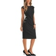 thumbnail image 4 of INSPIRE CHIC Women's Summer Dress Cap Sleeve Pleated Waist Elegant Midi Dress M Black, 4 of 6