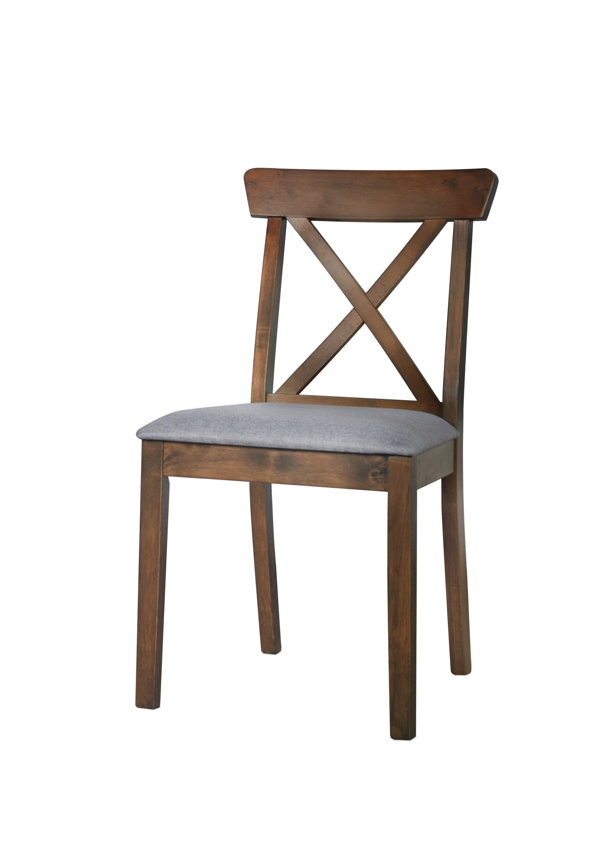 Home Design Beckley Gray/Brown Cross-Back Dining Chair Set of 6 with Cushioned Seats, Wood Frame, Modern Style, Comfortable Adult Seating, Easy to Clean