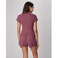 thumbnail image 3 of Hanes Originals SuperSoft Comfywear Women’s Ribbed Babydoll Tee & Shorts Pajama Set - Soft Loungewear Mauve Mood/Mauve Mood XL, 3 of 6