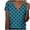 Blue, variant on Staron Summer Tops for Women Polka Dot Blouse Casual Short Sleeve V Neck Round Collar Fashion Shirt, White L