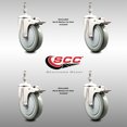 thumbnail image 2 of 5 Inch 316SS Gray Polyurethane Wheel Swivel ½ Inch Stem Caster Set Lock Brake, 2 of 2