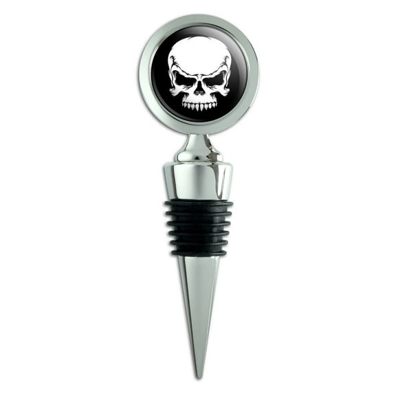 Tribal Skull on Black Wine Bottle Stopper