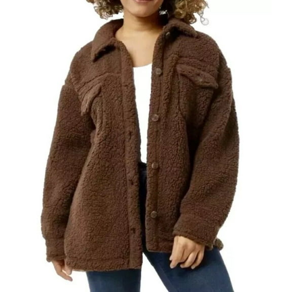 32 Degrees Women's Cozy Shirt Jacket M/L Brown