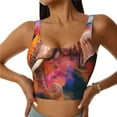 thumbnail image 2 of Haiem Oil Paintings of Elephants Pattern Womens Sports Bra - U Neck Padded Low Impact Yoga Bra Workout Crop Top Gym Moisture-Wicking Workout Vest -Medium, 2 of 9