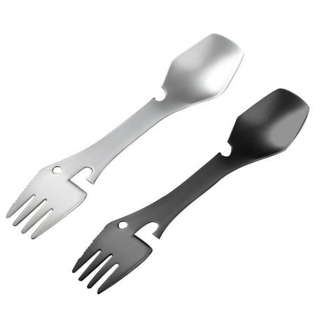 

2pcs Multifunction Camping Spork Stainless Steel Spoon Fork Knives Combo Utensil