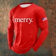 thumbnail image 2 of Christmas Tshirt Men Long Sleeve Merry Letter Flag Christmas Tree Graphic Pajamas Tees Crew Neck Soft Slim Fit Casual Xmas Tshirt Mens Family Gift ZA Red S, 2 of 3