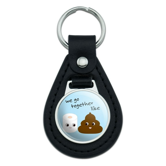 Poop Toilet Paper Funny Emoji Friends Black Leather Keychain