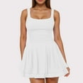 thumbnail image 2 of vigerkar Women's Square Neck Summer Party Flowy Ruffle Hem Ruched Waist Mini Dress White, S, 2 of 6
