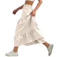 thumbnail image 4 of hengsof Girls Soft Fabric Casual Skirt for 5-14 Years Old Solid Color Elastic Waist Flowy Midi Skirt Everyday Summer Comfort Skirt, 4 of 5