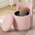thumbnail image 3 of Velvet Swivel Vanity Chair with Storage, Swivel Makeup Chair with Wave Back, No Assembly Small Accent Stool for Bedroom, Dressing, Living Room,Pink, 3 of 15