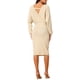 thumbnail image 3 of Vestido Midi para Mujer INSPIRE CHIC con Cuello en V Profundo, Manga Larga tipo Murciélago, Vestido de Suéter Envolvente con Cinturón XL Color Albaricoque, 3 of 6