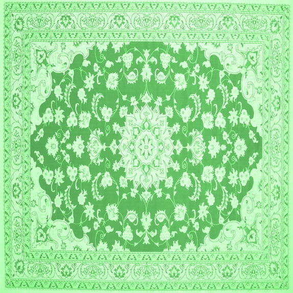 Ahgly Company Indoor Square Medallion Emerald Green Traditional Area Rugs, 4' Square