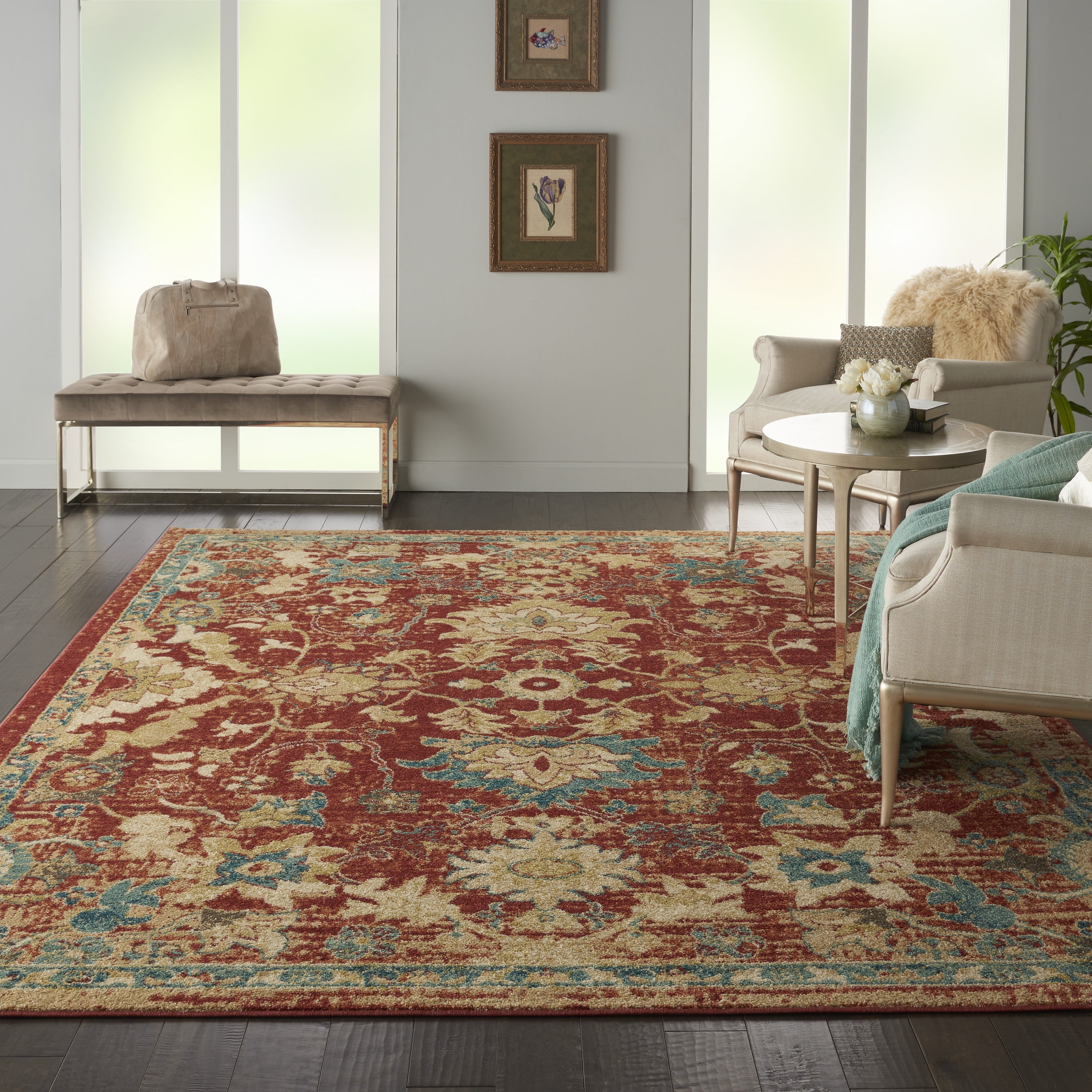 Nourison Traditional Vintage Persian Bordered Red Area Rug Walmart