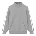thumbnail image 6 of Mock Neck Sweatshirt Women Fall Fashion Oversized Turtleneck Pullover Side Stripes Long Sleeve Casual Sweatshirts Gray S, 6 of 7