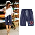 thumbnail image 2 of Kmdttou Capri Pants for Women 3/4 Pants High Waisted Loose Casual Independence Day Printed ’s Elastic Waist For Casual With Casual Pockets Half Shorts Pants, 2 of 4