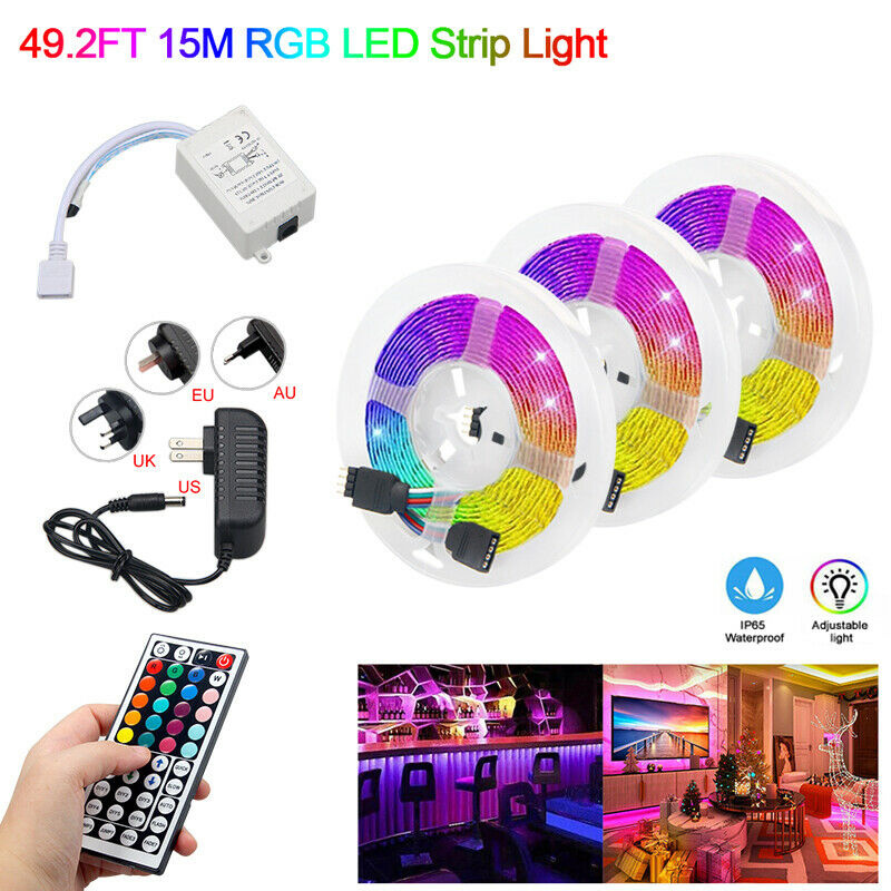 LED Strip Light RGB 3528 SMD Flexible Ribbon RGB Stripe 5M 10M 15M tape kit