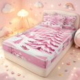 thumbnail image 2 of Manfei Festive Winter Village Zipper Full Size Comforter Sets with Fitted Sheet and 2 Pillowcases,Traditional Christmas Tree Snowflake Zipper Bedding Set,Pink Reversible,4pcs, 2 of 8