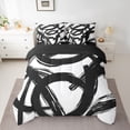 thumbnail image 2 of Homewish Black Stripes 7 Pieces Bedding Comforter Set for Teens Boys Girls,Geometric Lines Full Bedding Set Lightweight,Vintage Aesthetic Fitted Sheet Flat Sheet,Breathable Home Decor,Reversible, 2 of 8