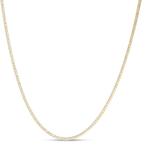 Floreo 14k Yellow Gold and White Gold Two-Tone 2.3mm Solid Iced Pave Franco Chain Necklace