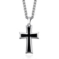 thumbnail image 2 of Mens Stainless Steel Cross Pendant Necklace With Wheat Chain, 2 of 5