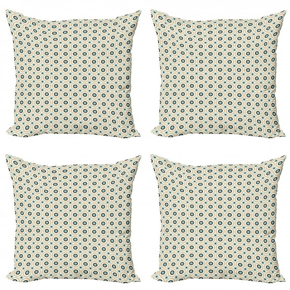 Ambesonne Retro Throw Pillow Cover 4 Pack, Circles Spots Colorful, 18", Sky Blue Black Amber