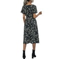 thumbnail image 4 of Txlixc Vestido de Verano para Mujer, Estampado Floral Cuello en V Manga Corta Falda Casual de Cintura Delgada para Damas, 9 Colores Txlixc  Estilo de ocio, 4 of 7