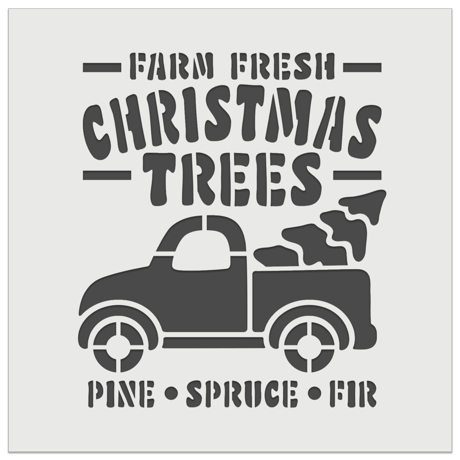 Farm Fresh Christmas Trees Truck DIY Cookie Wall Craft Stencil 3.5