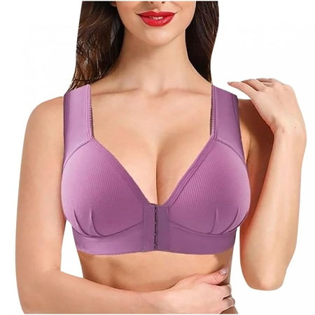 

LoyisViDion Women S Solid Bra Wire Free Underwear One-Piece Bra Everyday Underwear Purple M