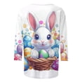 thumbnail image 4 of successthop Bunny Shirts for Women Bunny Casual 3/4 Sleeve Holiday T Shirts Crewneck Top Loose Spring Vacation Clothes XL, 4 of 5