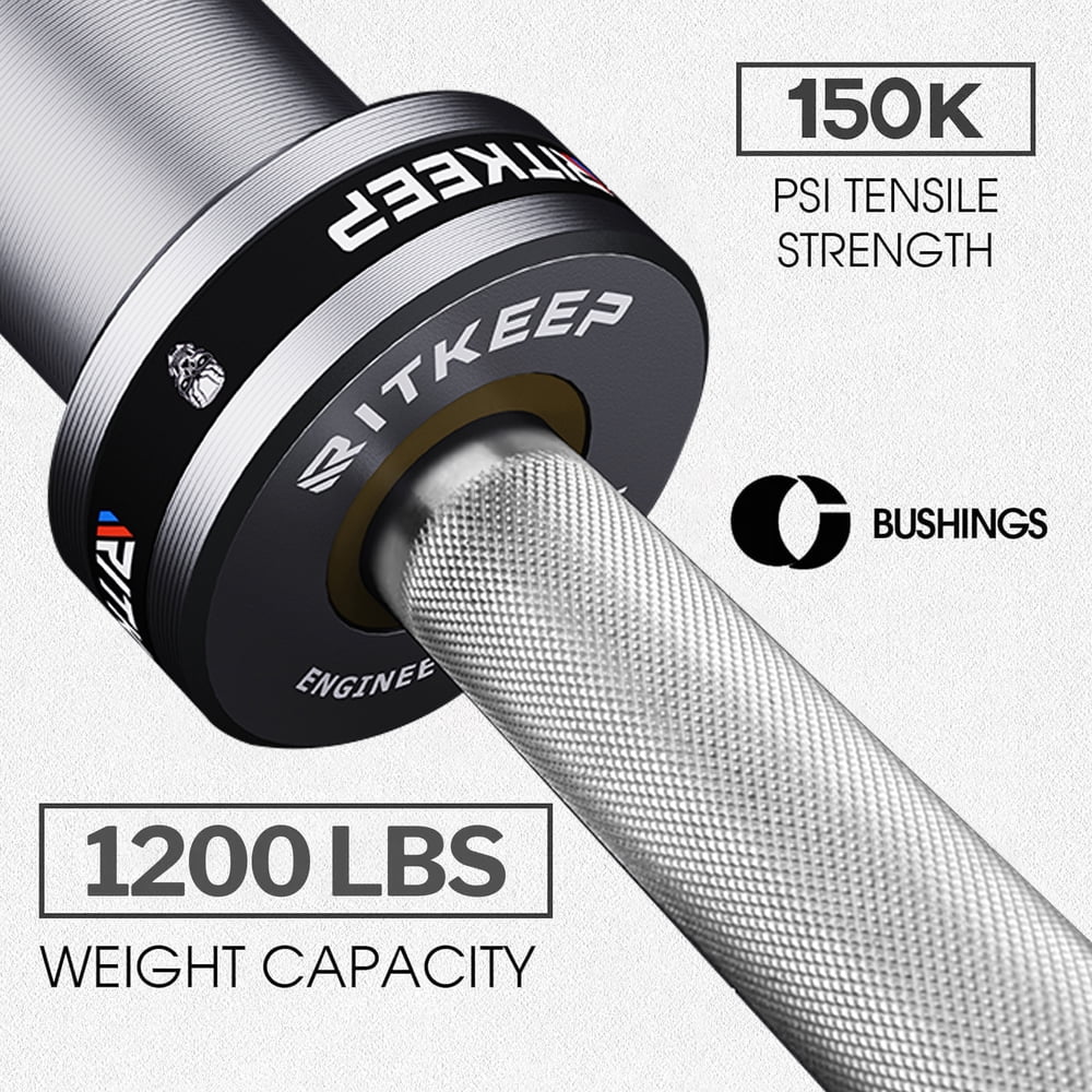 RitKeep Fitness 7ft Olympic Barbell Weight Bar, 1200 LBS Max Capacity for Weightlifting