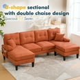 thumbnail image 3 of MOONMISS U-Shaped Sectional Sofa, 4 Seater Sectional Couch with Chaise, Modular Sleeper Sectionals for Living Room-Orange, 3 of 6