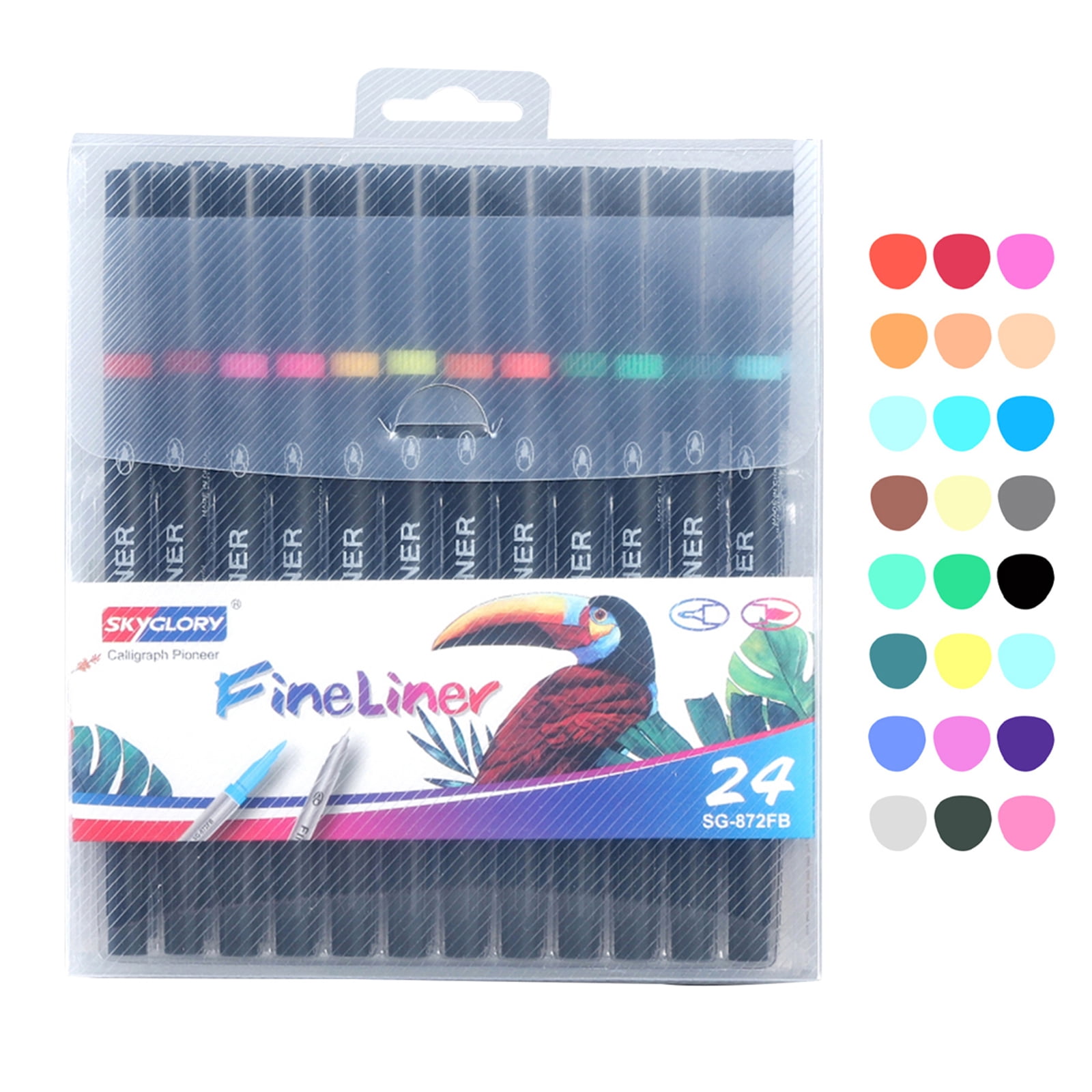 and Home Quick-Drying Water-Based Ink Set of 24 Arteza Felt Tip Pens 12 Rainbow Colors Art Supplies for School 1.0–1.5 mm Fiber Tip Office