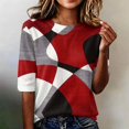 thumbnail image 2 of Abstract Geometric Print Top for Women, Crew Neck Half Sleeve Loose Fit Tunic Blouse - Lightweight Casual Summer Tee Shirt Multicolor M, 2 of 7