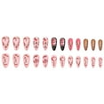 thumbnail image 6 of 24PCS Long Stiletto Press On Nails, Pink Nude & Black Base with 3D Rose, Heart & Gold Swirl Design, Glossy Natural Fit Fake Nails for Women, Romantic Valentine's Manicure, Salon & Home Use, 6 of 7