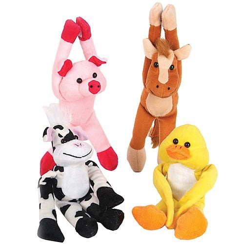 Dozen 8" Hanging Barnyard Animal Plush