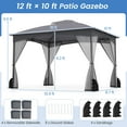 thumbnail image 3 of Costway 10x12 FT 2-Tier Patio Gazebo Canopy Netting Heavy-Duty Metal Easy-Setup Outdoor, 3 of 10