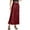 Red, variant on Women's Satin Silk Maxi Skirt High Waist Lace Trim - Elastic Waist Party Wedding Long Skirt, All Seasons