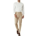 thumbnail image 2 of MODA NOVA Big & Tall Men's Striped Dress Pants Slim Fit Flat Front Trousers Beige 38, 2 of 5