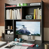 Desktop Bookshelf, 36.4" Tall Countertop Desk Hutch with 5 Shelves and 1 Drawer for Computer Desk, Desk Shelf Organizer for Dorm Office Home,Black