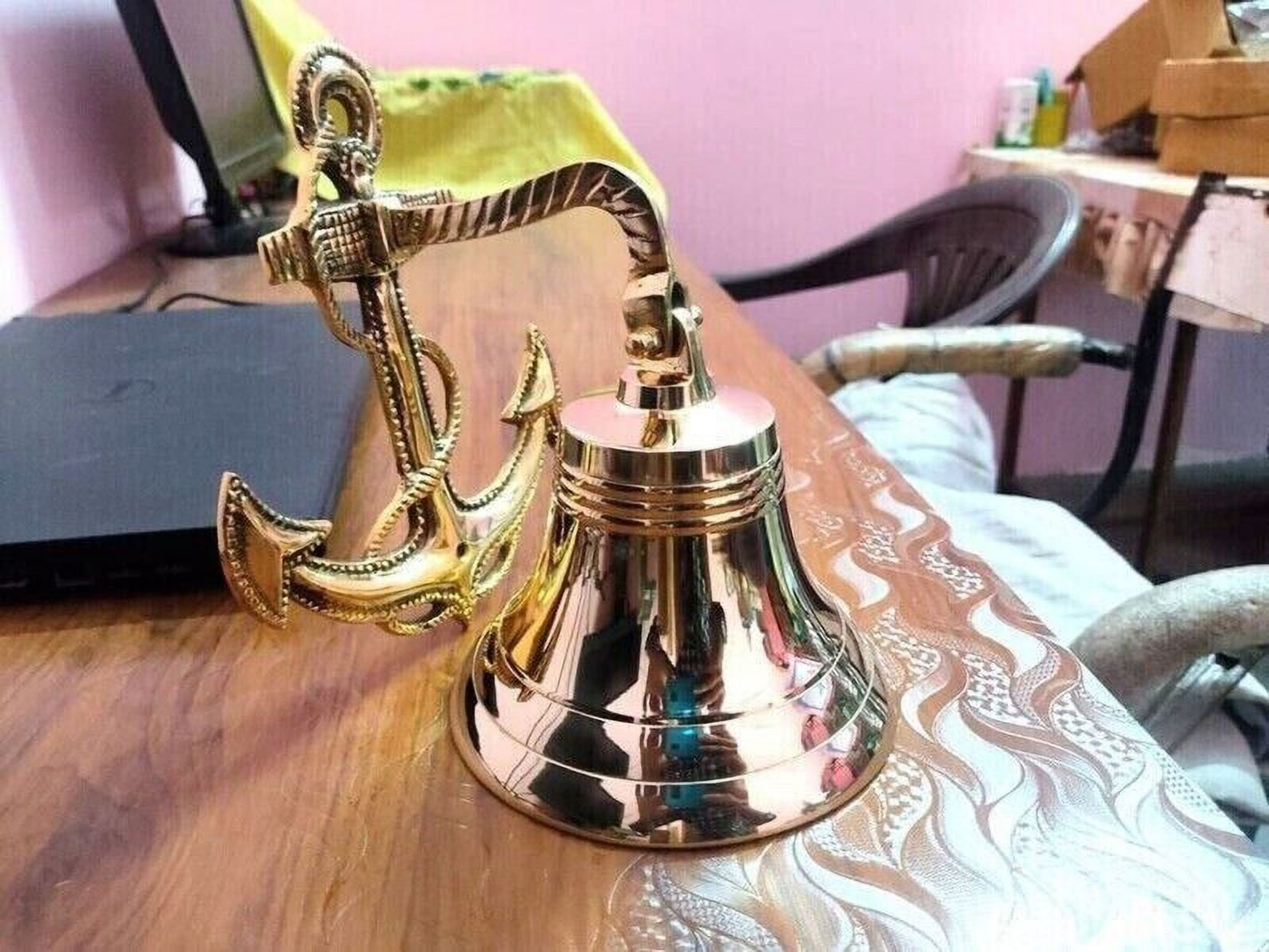 Nautical Brass Bell Wall Hanging Ship Bell 10" Brass Anchor Boat Decor