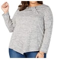 thumbnail image 2 of Ny Collection Plus Size Twist-Front Asymmetrical Top (Gray, 1X), 2 of 3