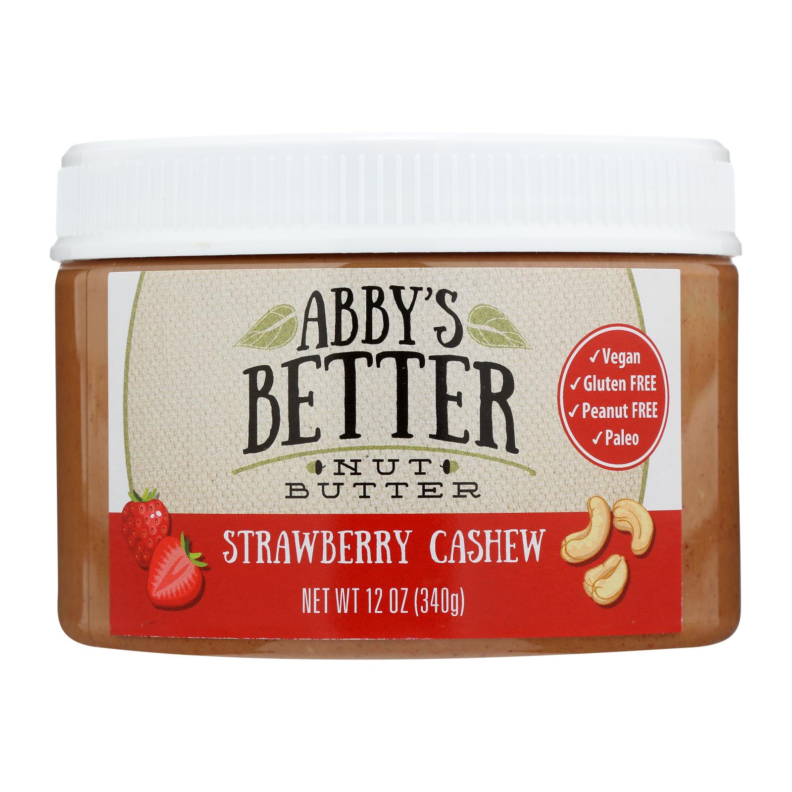 Abby's Better Nut Butter Strawberry Cashew Nut Butter Case of 6