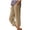 Khaki, variant on Aboser Linen Capri Pants for Women Plus Size Straight Leg Capris Lightweight Loose Fit Cropped Pants Casual Elastic Waist Trousers Solid Color Beach Pants with Pockets