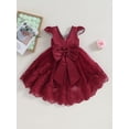 thumbnail image 4 of Bagilaanoe Little Girls Formal Dress Flying Sleeve A-line Princess Dresses 1T 2T 3T 4T 5T 6T 7T Kids Evening Tulle Dress for Wedding Birthday Party Gown, 4 of 9